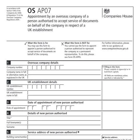 Document preview: How to Appoint a Service Representative Using OS AP07 Form — Business