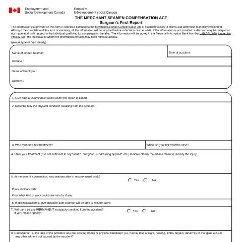 Document preview: Understanding the Merchant Seamen Compensation Act and Surgeon's First — Health (CERFA n°LAB1088)