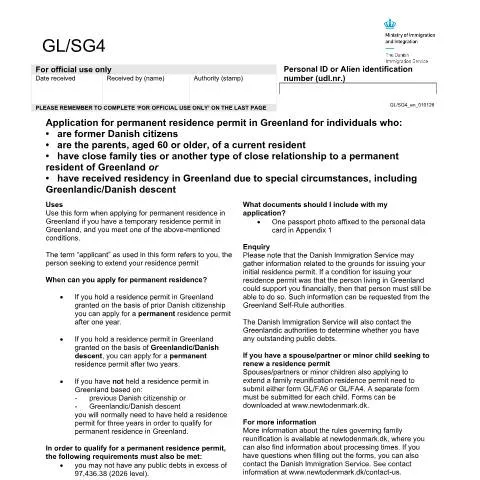 Document preview: Sådan ansøger du om permanent opholdstilladelse i Grønland — Immigration & visa