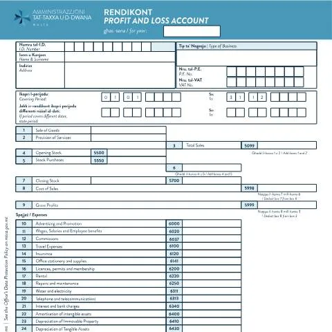 Document preview: Navigating the Profit and Loss Document for Tax Compliance in Malta — Taxes (CERFA n°profit-and-loss-mlt-eng)