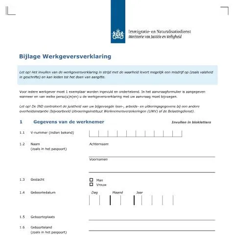 Documentvoorvertoning: Belang van de Bijlage Werkgeversverklaring in IND-procedures — Werk (CERFA n°7110)