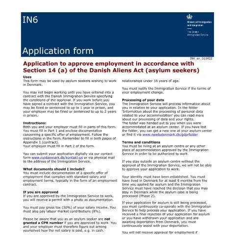 Document preview: Forstå IN6 - Arbejdsansøgning for asylansøgere — Immigration & visa (CERFA n°IN6)