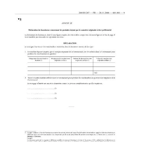 Aperçu du document Comprendre la Déclaration de fournisseur ponctuelle - Origine non — Douane & import-export (CERFA n°decla-ponct-non-pref)