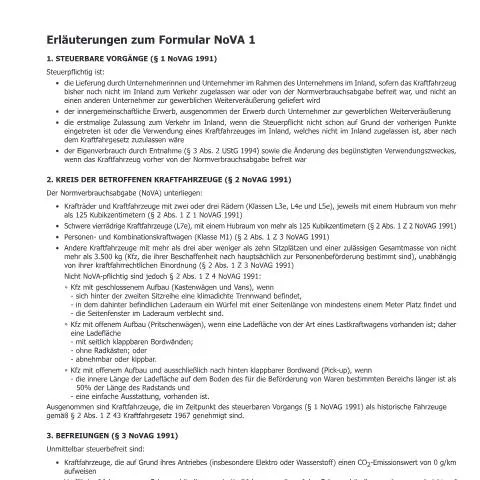 Dokumentvorschau: Erläuterungen zum NoVA 1a-Formular für Kraftfahrzeuge — Steuern (CERFA n°NOVA1a)