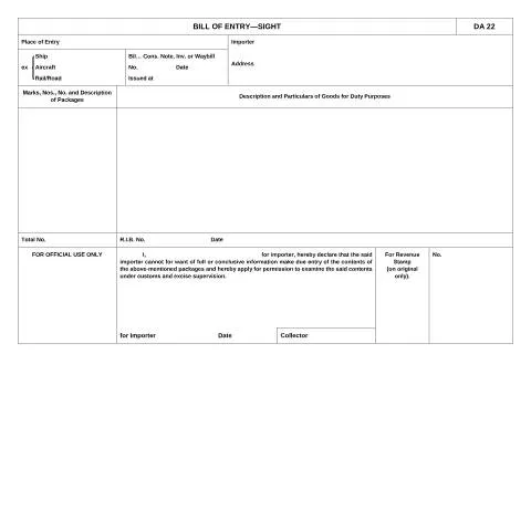 Document preview: Understanding the DA 22 Form for Importers — Government & admin (CERFA n°DA 22)