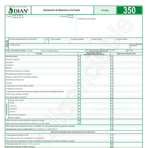 Vista previa del documento Todo sobre la Declaración F350-2017 de Retenciones en la Fuente — Impuestos (CERFA n°F350-2017)