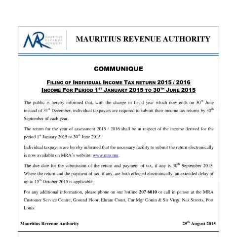 Document preview: Understanding the 2015/2016 Individual Income Tax Return Process — Taxes (CERFA n°EFiling2015-2016)
