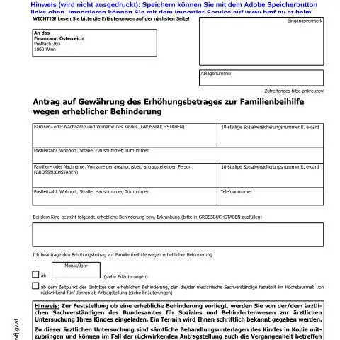 Dokumentvorschau: Erhöhung der Familienbeihilfe bei erheblicher Behinderung beantragen — Steuern (CERFA n°Beih3)