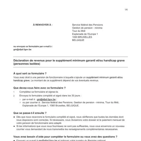 Aperçu du document Comprendre la déclaration de revenus pour le supplément minimum — Retraite & pension (déclaration_revenus_smg_handicap_isolé)