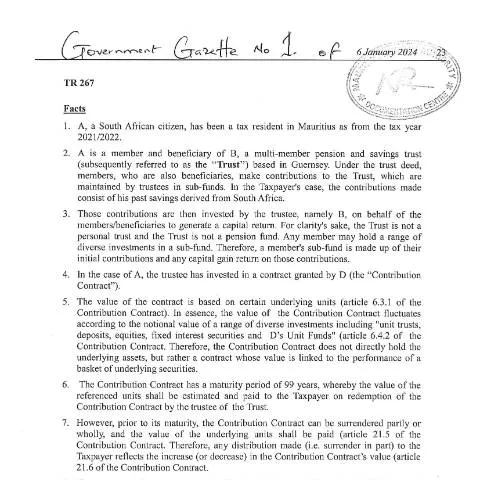 Document preview: Navigating the TR 267 Submission Process in Mauritius — Government & admin (TR267)