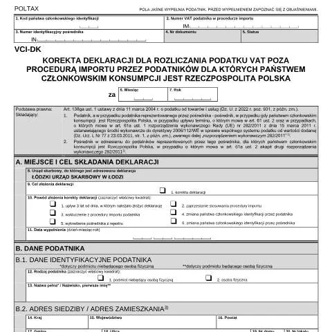 Document preview: Jak skutecznie skorygować deklarację VAT VCI-DK? — Podatki i fiskalność (CERFA n°VCI-DK)