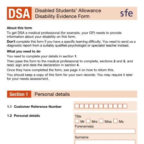 Document preview: How to Complete Your Disabled Students' Allowance Evidence Form — Benefits & social aid