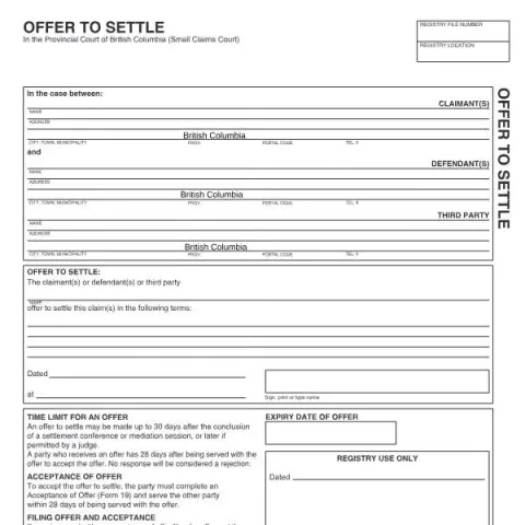 Document preview: Understanding the Offer to Settle Form in BC Small Claims Court — Legal & justice (SCL 803)