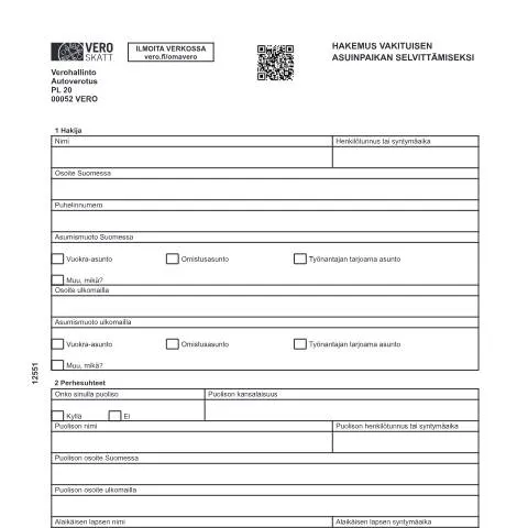 Document preview: Miksi hakemus vakituisen asuinpaikan selvittämiseksi on tärkeä? — Asuminen (CERFA n°Vero 1255)