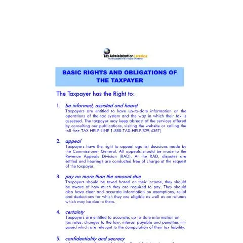 Document preview: Understanding Taxpayer Rights and Responsibilities in Jamaica — Taxes (CERFA n°basic_rights_of_the_taxpayer)
