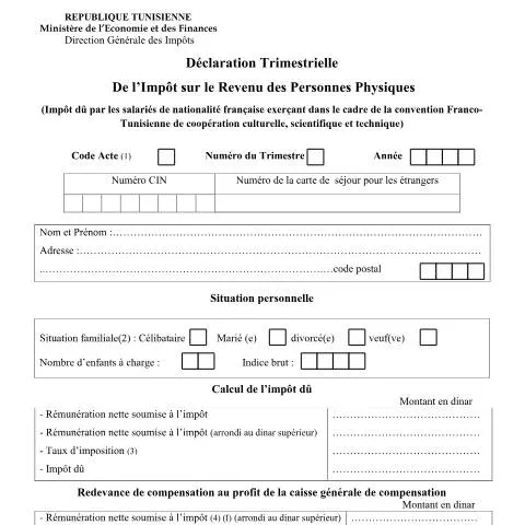 Aperçu du document Guide de la Déclaration Trimestrielle de l'Impôt sur le Revenu en — Démarches administratives