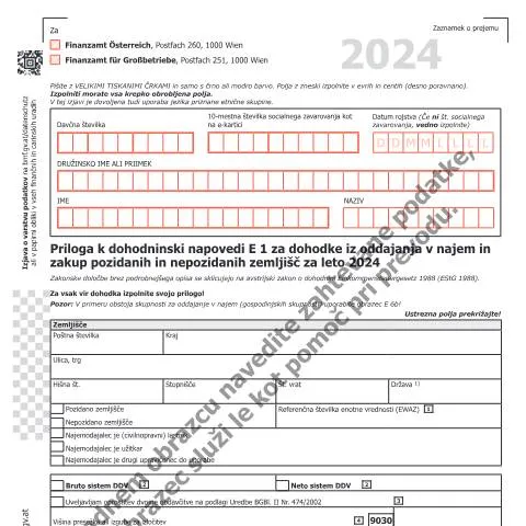 Dokumentvorschau: Formular E1b-SI für die Einkommensteuererklärung 2024 — Steuern (CERFA n°E1b-SI)