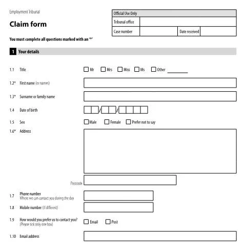 Document preview: How to File an Employment Tribunal Claim with Form ET1 — Government & admin