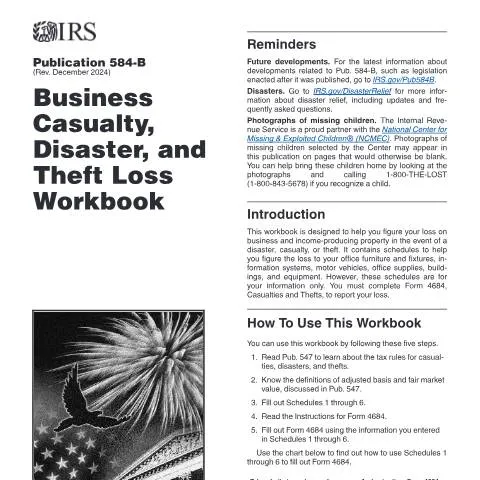 Document preview: Understanding Business Losses with IRS Publication 584-B — Taxes (CERFA n°PUB-584B)