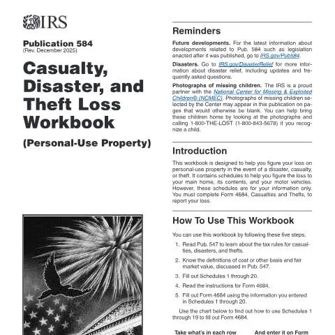 Document preview: Understanding IRS Publication 584 for Financial Recovery — Taxes (CERFA n°PUB-584)