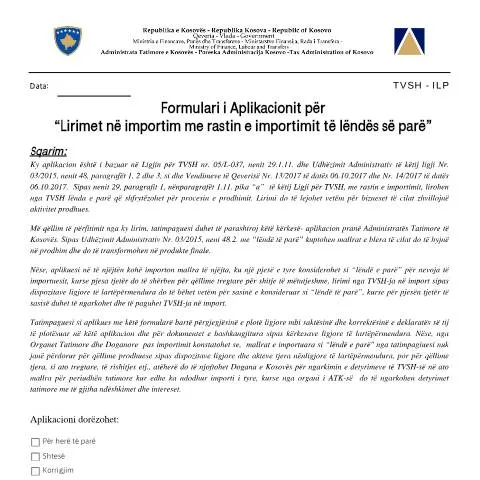 Document preview: Lirimet Tatimore për Importin e Lëndës së Parë — Tatime & fiskalitet