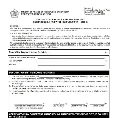 Document preview: Memahami Formulir DGT-2 untuk Warga Negara Asing — Pajak & perpajakan (CERFA n°ID-DJP-DGT2)