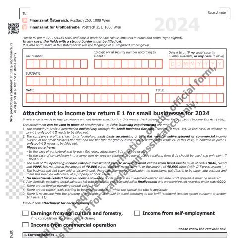 Dokumentvorschau: E1a-K-UK Formular: Ein Leitfaden für Kleinunternehmer in Österreich — Steuern (CERFA n°E1a-K-UK)