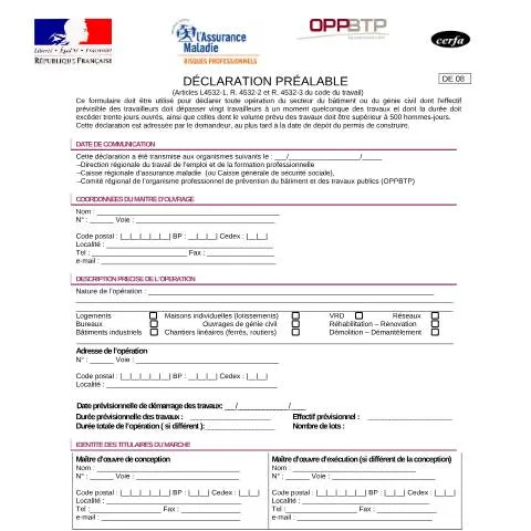 Aperçu du document Obligation déclarative BTP : comprendre le seuil des 500 hommes-jours — Démarches administratives (CERFA n°13630*02)