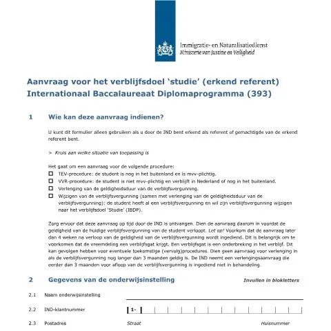 Documentvoorvertoning: Verblijfsvergunning aanvragen voor studie in Nederland — Immigratie & visa (CERFA n°7006)