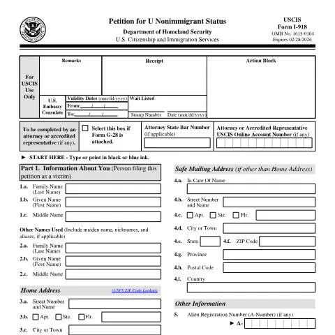 Document preview: Mastering USCIS Form I-918 for Victims of Crime — Immigration & visas (CERFA n°I-918)