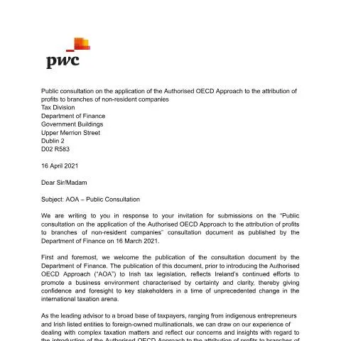 Document preview: Understanding the OECD Approach to Profit Attribution in Ireland — Taxes