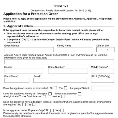 Document preview: How to Apply for a Protection Order in Queensland — Legal & justice (DV1)
