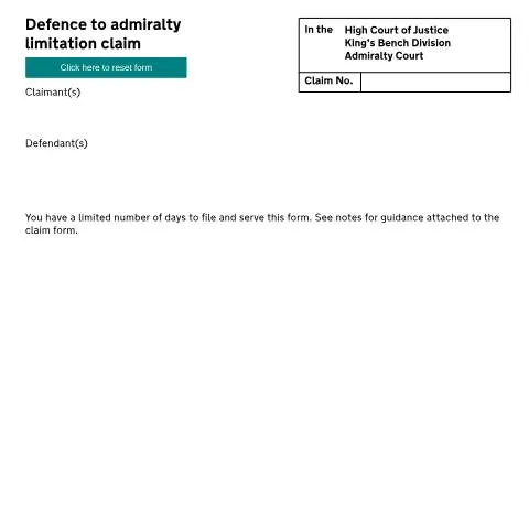 Document preview: Understanding Form ADM16A in Admiralty Limitation Claims — Legal & justice
