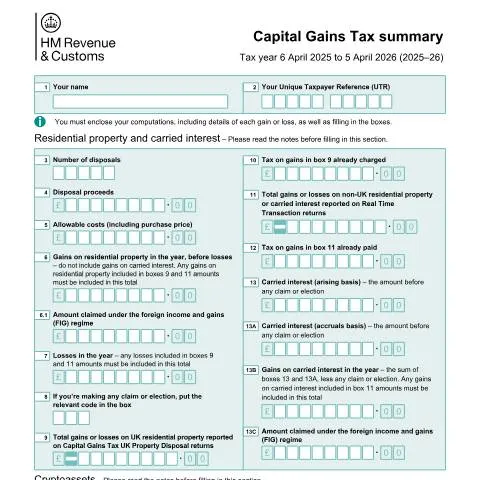 Document preview: How to Complete SA108 Capital Gains Summary for UK Tax Returns — Taxes