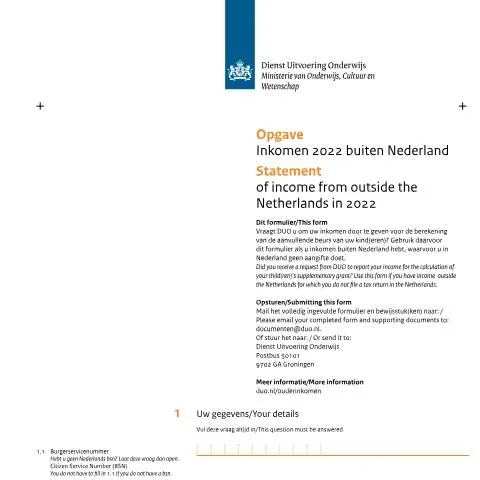 Documentvoorvertoning: Essentiële Opgave Inkomen 2022 voor ouders in Nederland — Belastingen