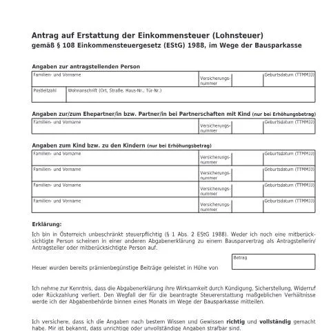 Dokumentvorschau: E108-1: Schritt-für-Schritt zur Steuererstattung in Österreich — Steuern (CERFA n°E108-1)