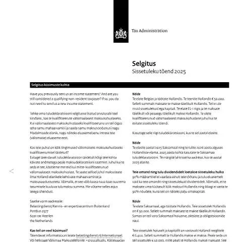Documentvoorvertoning: Belang van de inkomensverklaring voor buitenlandse belastingplichtigen — Belastingen (CERFA n°ib0591t51plest)