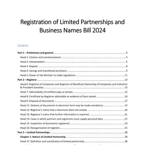 Document preview: Understanding the Limited Partnerships and Business Names Bill 2024 — Government & admin (CERFA n°BILL2024)