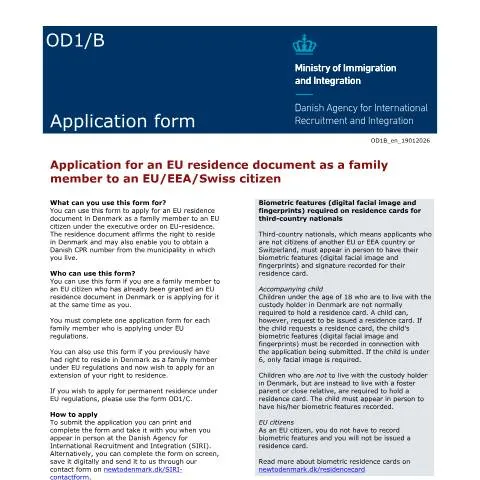 Document preview: Hvad er formular OD1B og dens betydning? — Immigration & visa (CERFA n°OD1B)