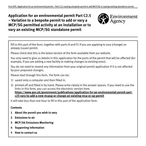 Document preview: Adding MCP or SG Equipment to Your Environmental Permit — Environment & energy