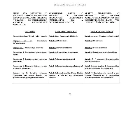 Document preview: Understanding Rwanda's Investment Regulations for Decentralised — Government & admin (CERFA n°ministerial_order_regulating_investment_undertaking_by_a_decentralised)