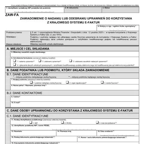 Document preview: Znaczenie formularza ZAW-FA w systemie e-faktur — Podatki i fiskalność (CERFA n°ZAW-FA)