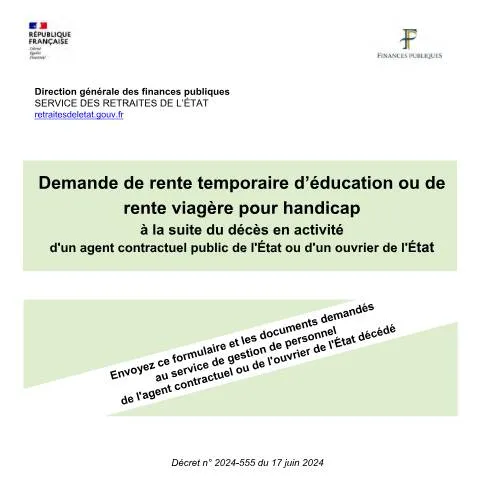 Aperçu du document Droits posthumes des agents contractuels : rentes d'éducation et — Santé (CERFA n°17446*01)