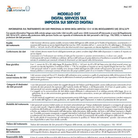 Anteprima documento Dichiarazione dell’Imposta sui Servizi Digitali (DST) in Italia — Tasse e fisco