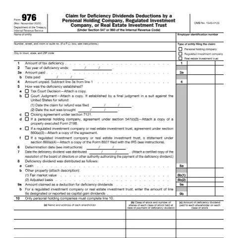 Document preview: A Comprehensive Overview of IRS Form 976 for Corporations — Taxes (CERFA n°976)