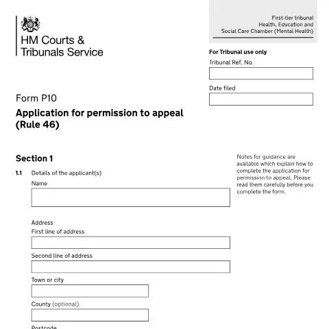 Document preview: Mental Health Tribunal Appeals: Your P10 Application Guide — Legal & justice