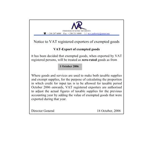 Document preview: Essential Guide for VAT Registered Exporters of Exempted Goods — Government & admin (Notice201006)