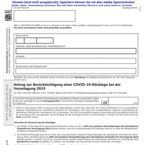 Dokumentvorschau: Wichtige Informationen zum CoV19-RL2019 Antrag — Steuern (CERFA n°CoV19-RL2019)