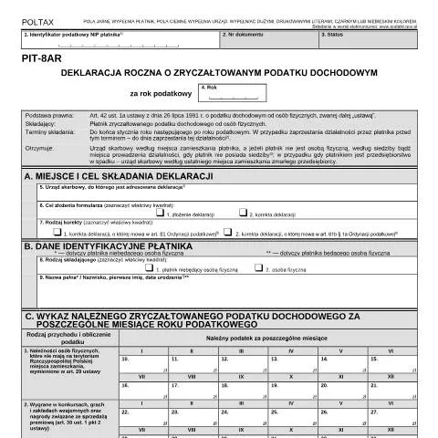 Document preview: Wszystko, co musisz wiedzieć o PIT-8AR — Podatki i fiskalność (CERFA n°PIT-8AR)