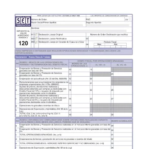 Vista previa del documento Formulario 120 versión II en Paraguay — Impuestos (CERFA n°F120)